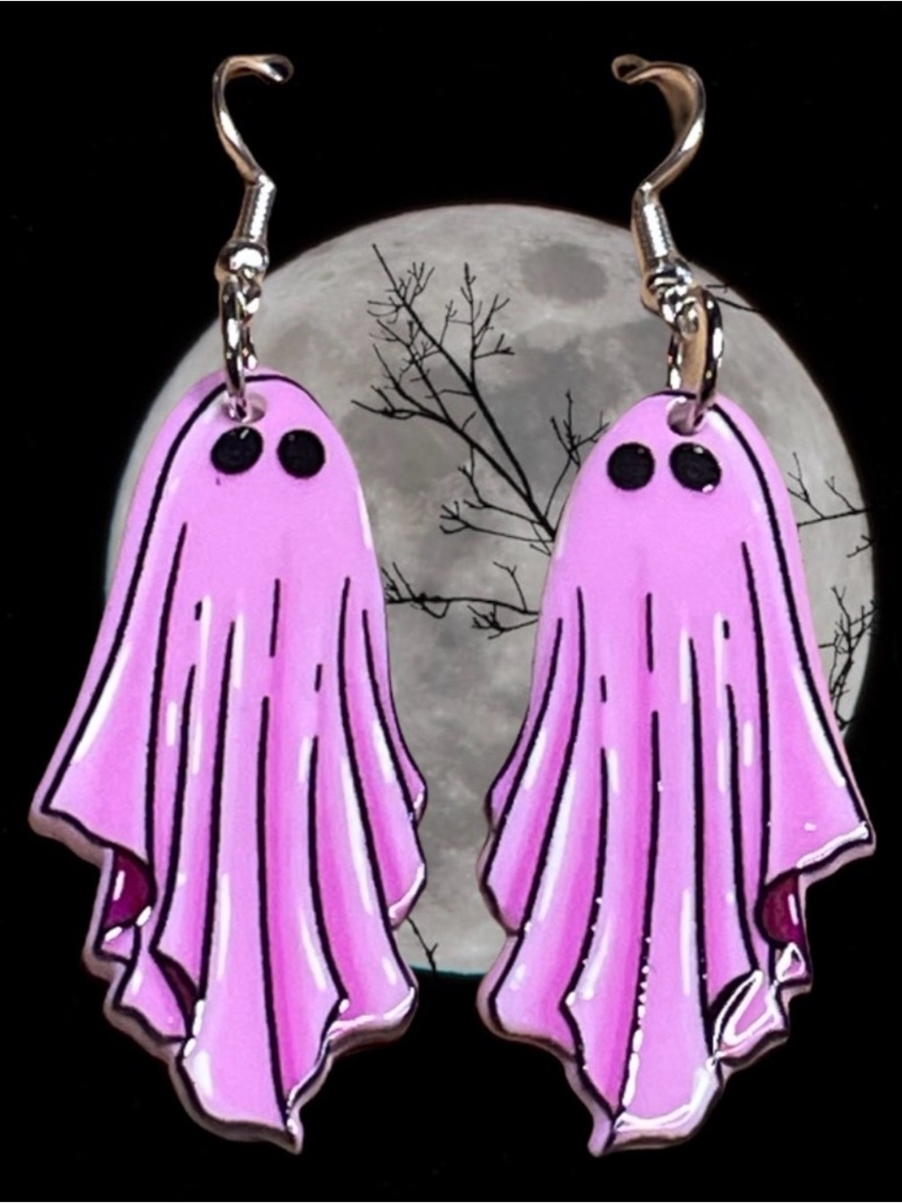 New pink sheet ghost Halloween earrings